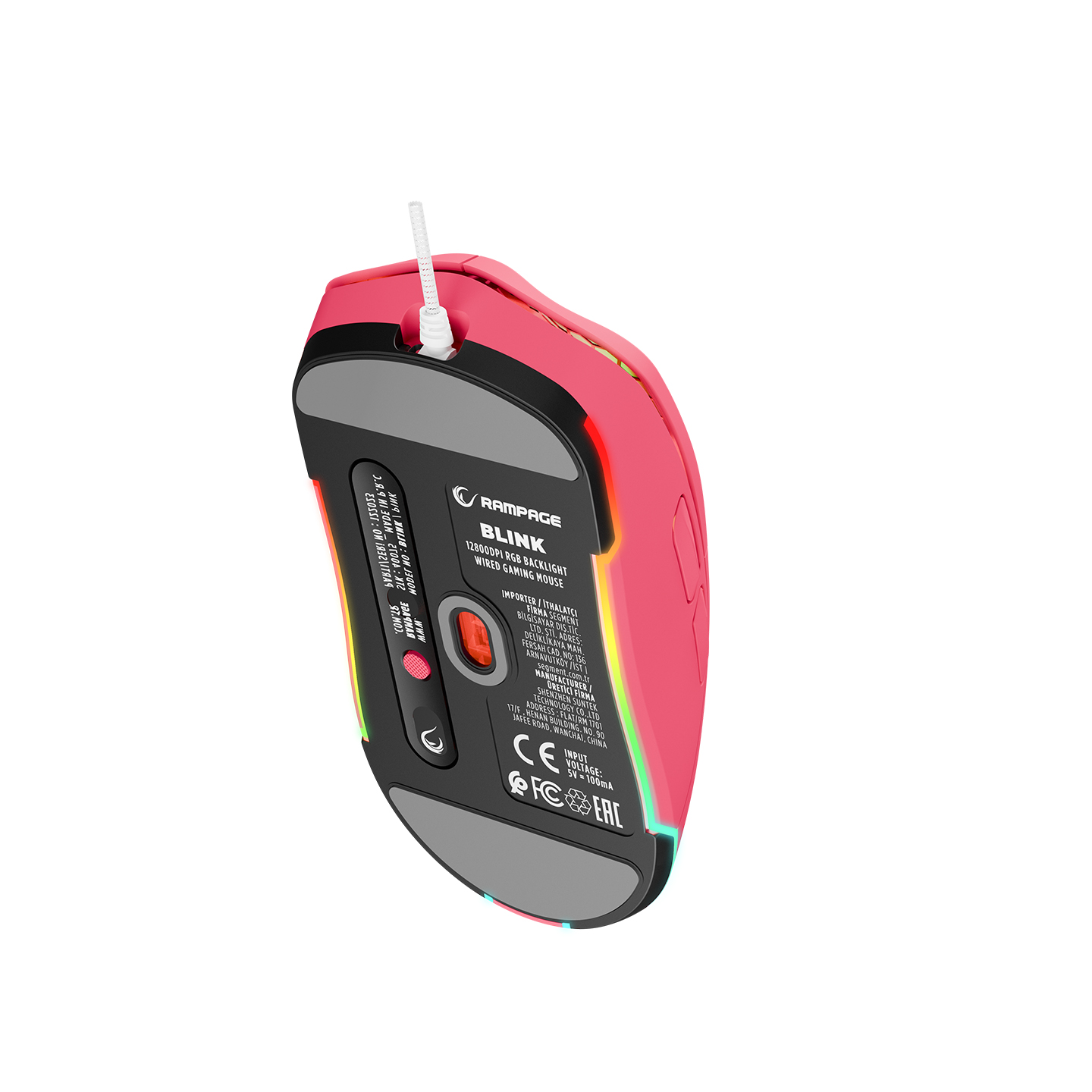 Rampage BLINK Pembe 7 Makro Tuşlu RGB 12800 DPI Gaming Oyuncu Mouse - Görsel 2